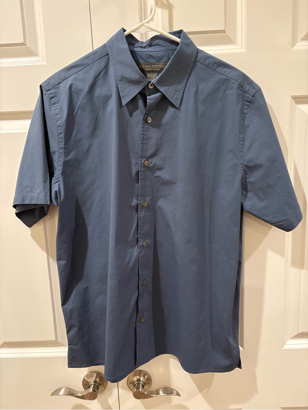 Banana Republic Short-Sleeve Button-Down Shirt Blue Slate